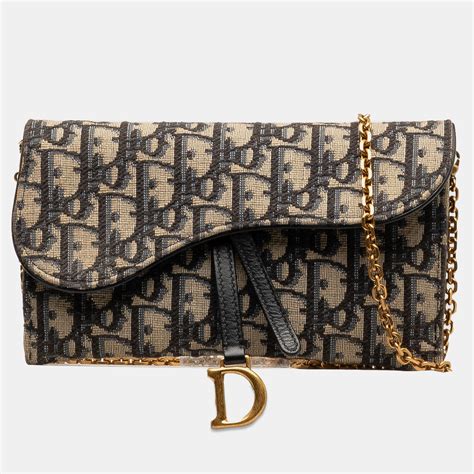 dior oblique saddle wallet on chain